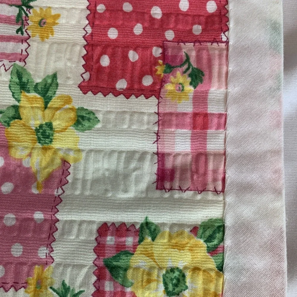 Handmade Cross Stitch Baby Crib Quilt Bunny, Bear, Chicken And Lamb